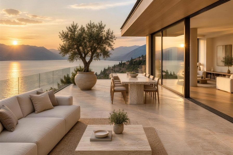 Penthouse-Terrasse mit Blick auf den Gardasee, Visualisierung des ELITE-Objektprofils